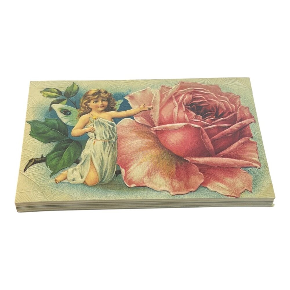 Vintage Fairy & Rose Postcard Pack Unused Ephemera for Junk Journals - Picture 3 of 5